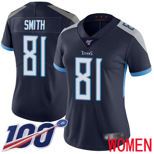 Tennessee Titans Limited Navy Blue Women Jonnu Smith Home Jersey NFL Football 81 100th Season Vapor Untouchable